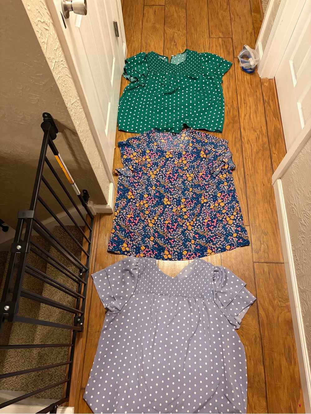 Polka Dot & Floral Blouse Trio - Green, Navy Floral, Lilac 5x